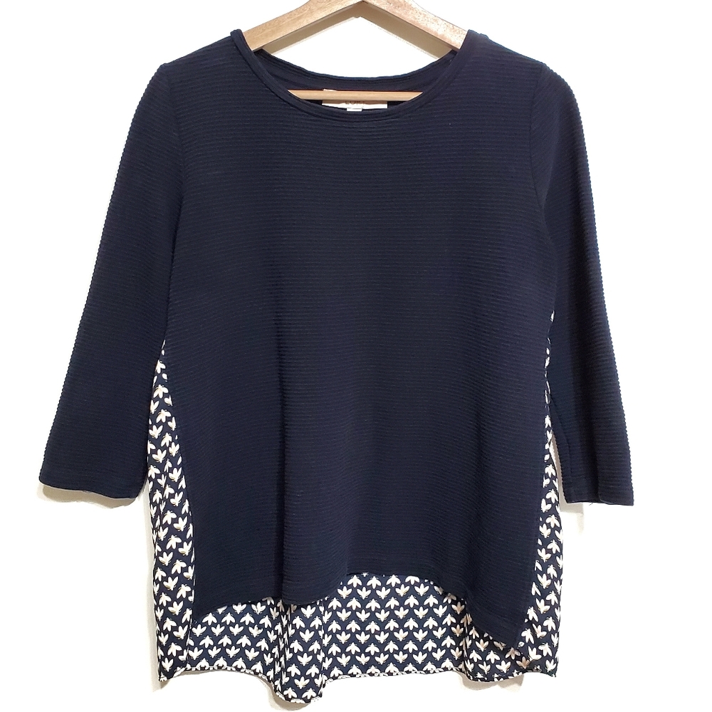 Loft Floral Textured Hi Low Blouse Top